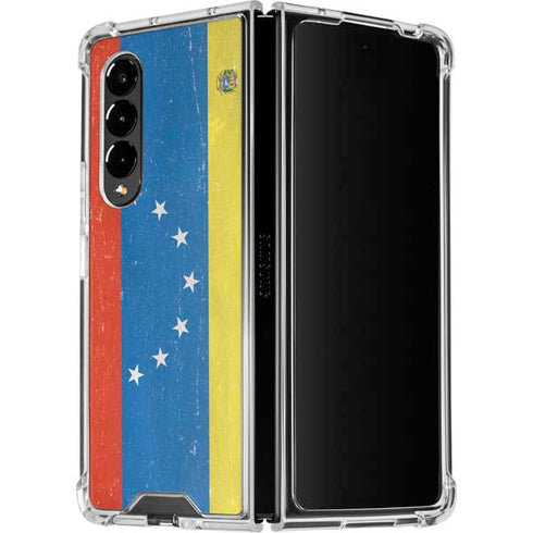 Venezuela Flag Distressed Galaxy Z Fold4 5G Clear Case