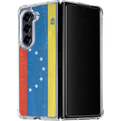 Venezuela Flag Distressed Galaxy Z Fold5 5G Clear Case