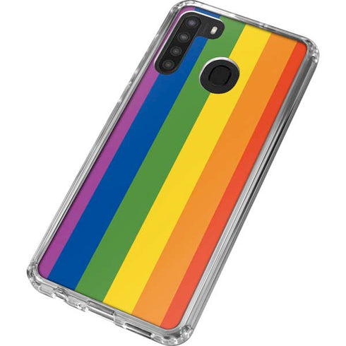 Vertical Rainbow Flag Galaxy A21 Clear Case