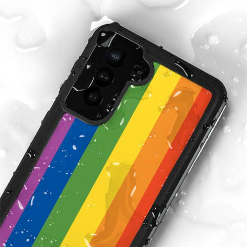 Vertical Rainbow Flag Galaxy S23 Plus Waterproof Case