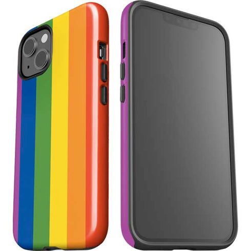 Vertical Rainbow Flag iPhone 15 Plus Impact Case