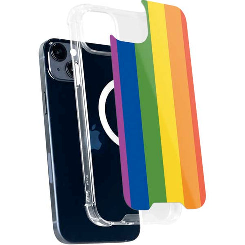 Vertical Rainbow Flag iPhone 15 Plus MagSafe Case