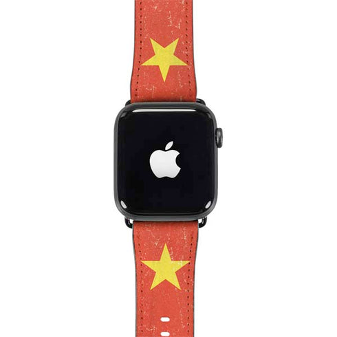 Vietnam Flag Distressed Apple Watch Band 42-44mm