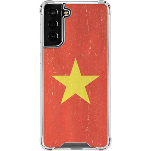 Vietnam Flag Distressed Galaxy S21 FE Clear Case