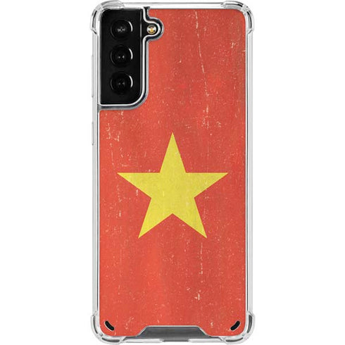 Vietnam Flag Distressed Galaxy S21 Plus 5G Clear Case
