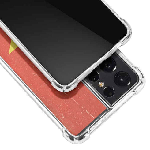 Vietnam Flag Distressed Galaxy S21 Ultra 5G Clear Case