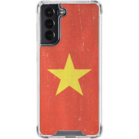 Vietnam Flag Distressed Galaxy S22 Clear Case