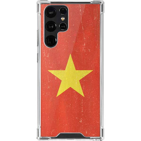 Vietnam Flag Distressed Galaxy S22 Ultra Clear Case