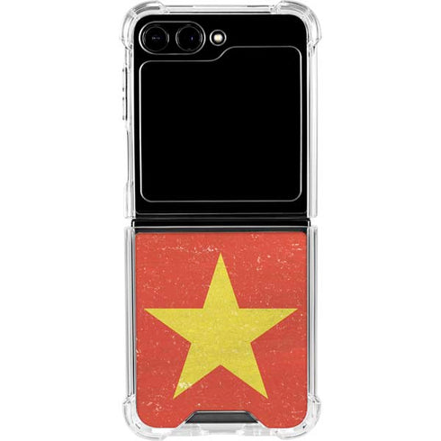 Vietnam Flag Distressed Galaxy Z Flip5 5G Clear Case