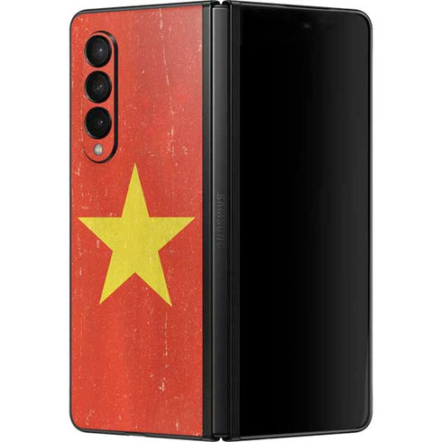 Vietnam Flag Distressed Galaxy Z Fold3 5G Skin
