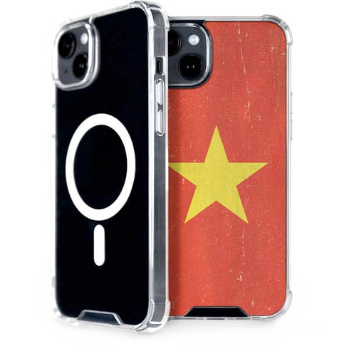 Vietnam Flag Distressed iPhone 15 Plus MagSafe Case