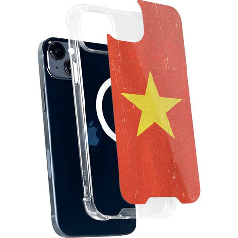 Vietnam Flag Distressed iPhone 14 Plus MagSafe Case