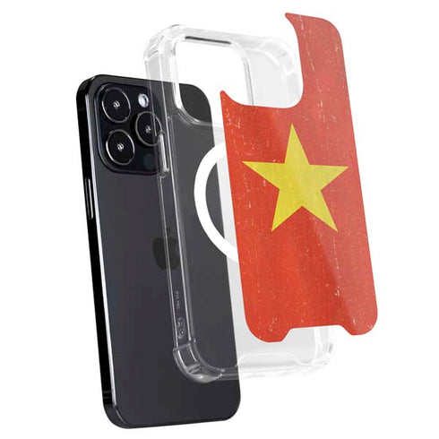 Vietnam Flag Distressed iPhone 14 Pro MagSafe Case