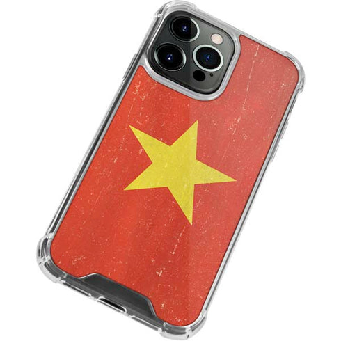 Vietnam Flag Distressed iPhone 14 Pro Max Clear Case