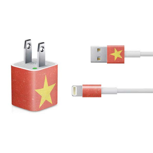 Vietnam Flag Distressed iPhone Charger (5W USB) Skin