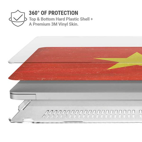 Vietnam Flag Distressed MacBook Pro 15in (2016-19) Case plus Skin