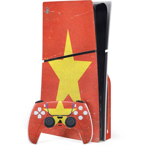 Vietnam Flag Distressed PS5 Slim Disk Bundle Skin