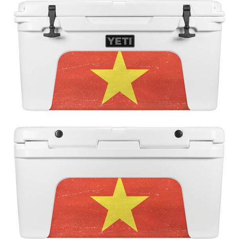 Vietnam Flag Distressed YETI Tundra 65 Hard Cooler Skin