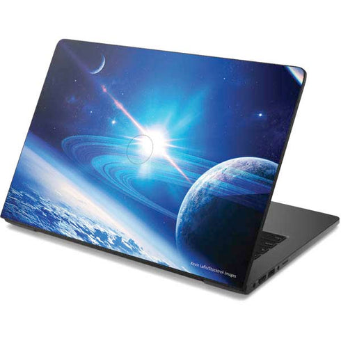 View of a Planet as it Looms in Close Orbit and with Rings Dell Chromebook Skin