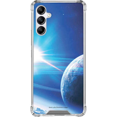 View of a Planet as it Looms in Close Orbit and with Rings Galaxy A15 5G Clear Case