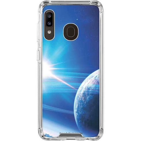 View of a Planet as it Looms in Close Orbit and with Rings Galaxy A30 Clear Case