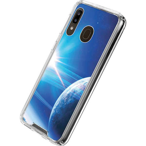 View of a Planet as it Looms in Close Orbit and with Rings Galaxy A30 Clear Case