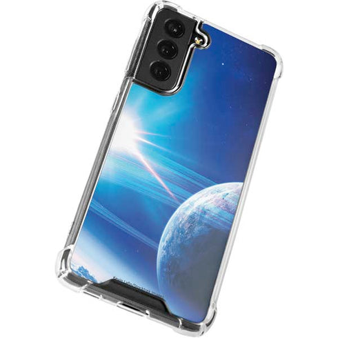 View of a Planet as it Looms in Close Orbit and with Rings Galaxy S21 FE Clear Case