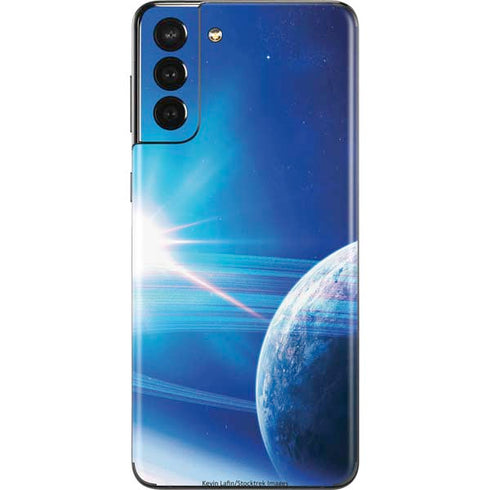 View of a Planet as it Looms in Close Orbit and with Rings Galaxy S21 Plus 5G Skin