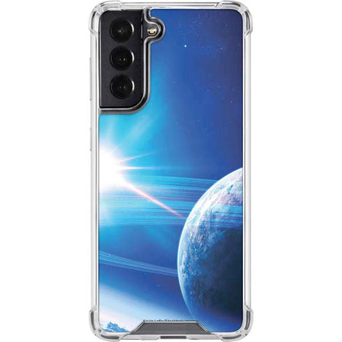 View of a Planet as it Looms in Close Orbit and with Rings Galaxy S22 Clear Case