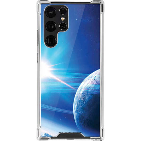 View of a Planet as it Looms in Close Orbit and with Rings Galaxy S22 Ultra Clear Case