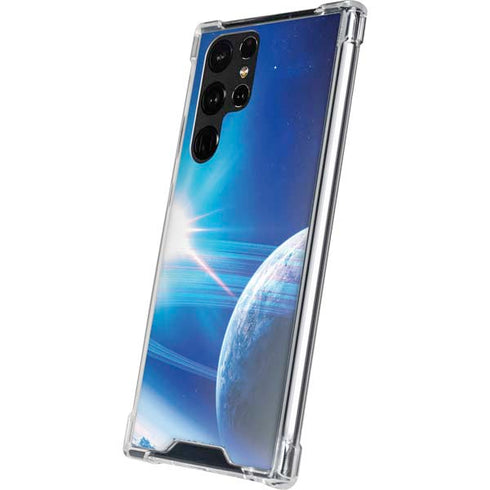 View of a Planet as it Looms in Close Orbit and with Rings Galaxy S22 Ultra Clear Case
