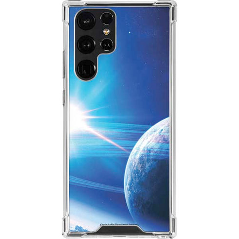 View of a Planet as it Looms in Close Orbit and with Rings Galaxy S23 Ultra Clear Case