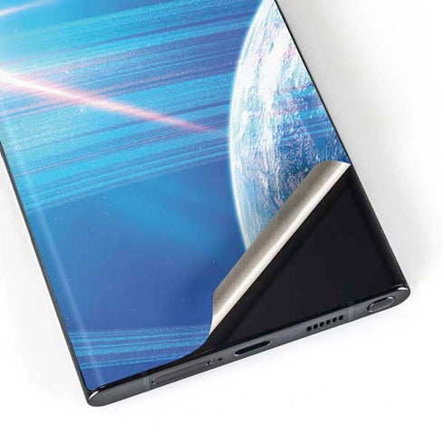 View of a Planet as it Looms in Close Orbit and with Rings Galaxy S23 Ultra Skin