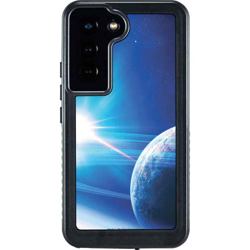 View of a Planet as it Looms in Close Orbit and with Rings Galaxy S23 Waterproof Case