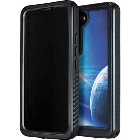 View of a Planet as it Looms in Close Orbit and with Rings Galaxy S23 Waterproof Case