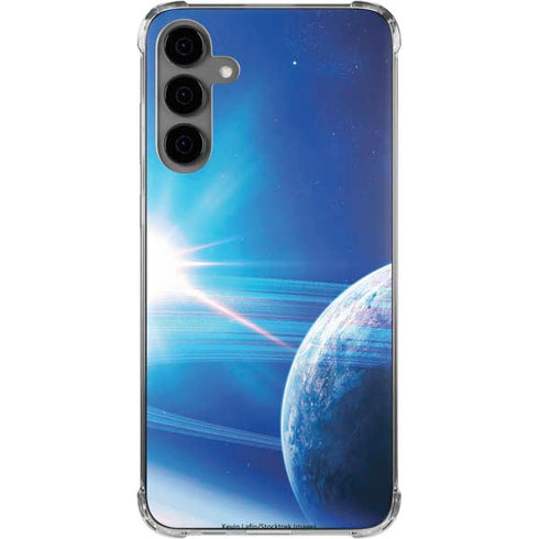 View of a Planet as it Looms in Close Orbit and with Rings Galaxy S24 Plus Clear Case