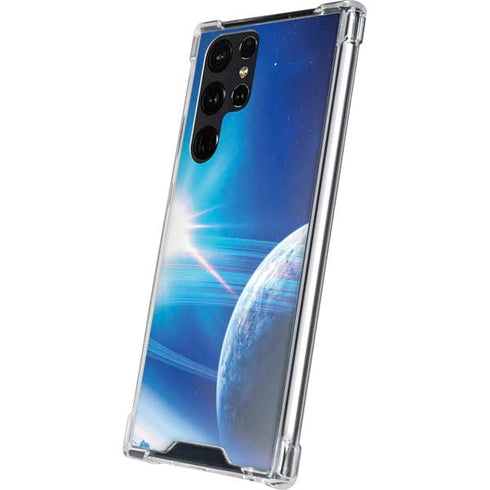 View of a Planet as it Looms in Close Orbit and with Rings Galaxy S24 Ultra Clear Case