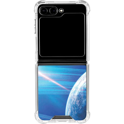 View of a Planet as it Looms in Close Orbit and with Rings Galaxy Z Flip5 5G Clear Case