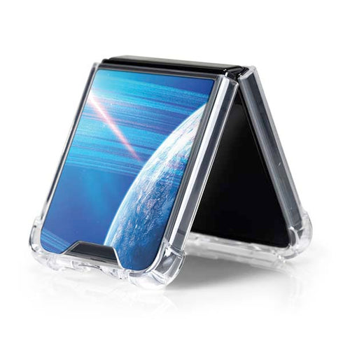 View of a Planet as it Looms in Close Orbit and with Rings Galaxy Z Flip5 5G Clear Case