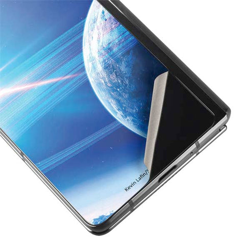 View of a Planet as it Looms in Close Orbit and with Rings Galaxy Z Fold2 5G Skin