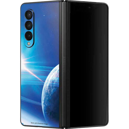 View of a Planet as it Looms in Close Orbit and with Rings Galaxy Z Fold3 5G Skin