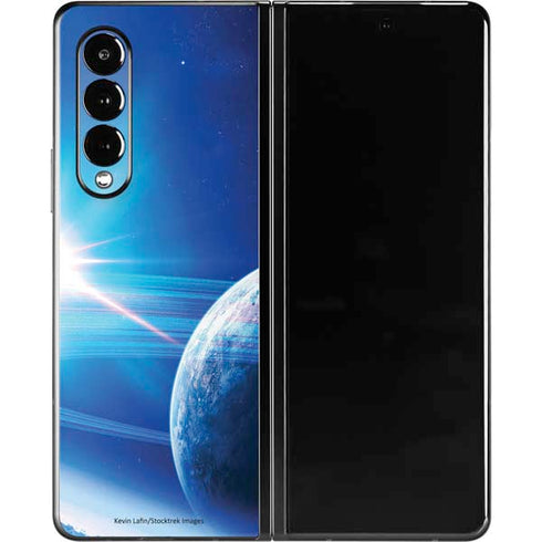 View of a Planet as it Looms in Close Orbit and with Rings Galaxy Z Fold3 5G Skin