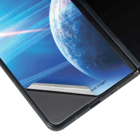 View of a Planet as it Looms in Close Orbit and with Rings Galaxy Z Fold3 5G Skin