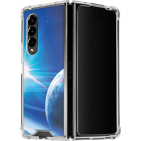 View of a Planet as it Looms in Close Orbit and with Rings Galaxy Z Fold4 5G Clear Case