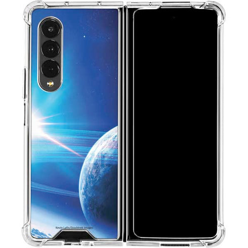 View of a Planet as it Looms in Close Orbit and with Rings Galaxy Z Fold4 5G Clear Case