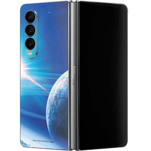 View of a Planet as it Looms in Close Orbit and with Rings Galaxy Z Fold4 5G Skin