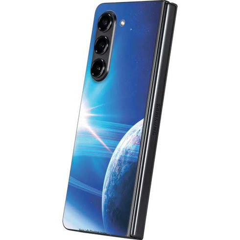 View of a Planet as it Looms in Close Orbit and with Rings Galaxy Z Fold5 5G Skin