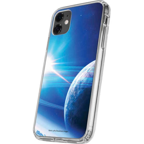 View of a Planet as it Looms in Close Orbit and with Rings iPhone 11 Clear Case