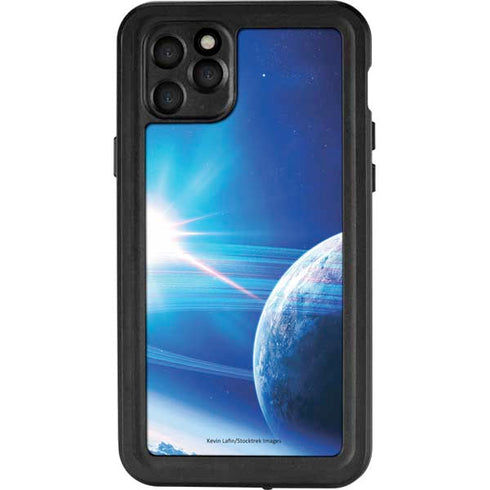 View of a Planet as it Looms in Close Orbit and with Rings iPhone 11 Pro Max Waterproof Case