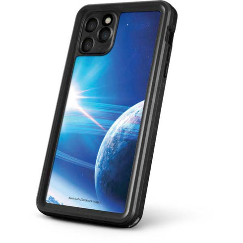 View of a Planet as it Looms in Close Orbit and with Rings iPhone 11 Pro Max Waterproof Case